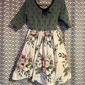 Adelaide Original | Girl's Green Floral & Polka Dot Dress, Size 6